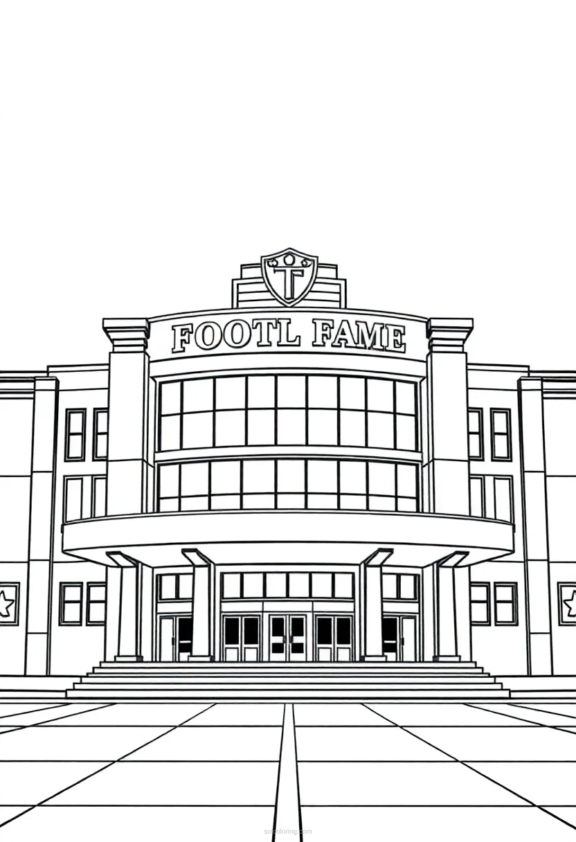 Football Hall of Fame Building coloring page for kids