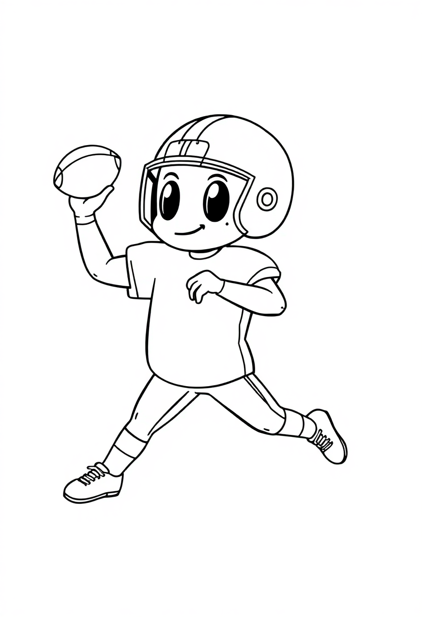 Football Player Throwing coloring page, free printable