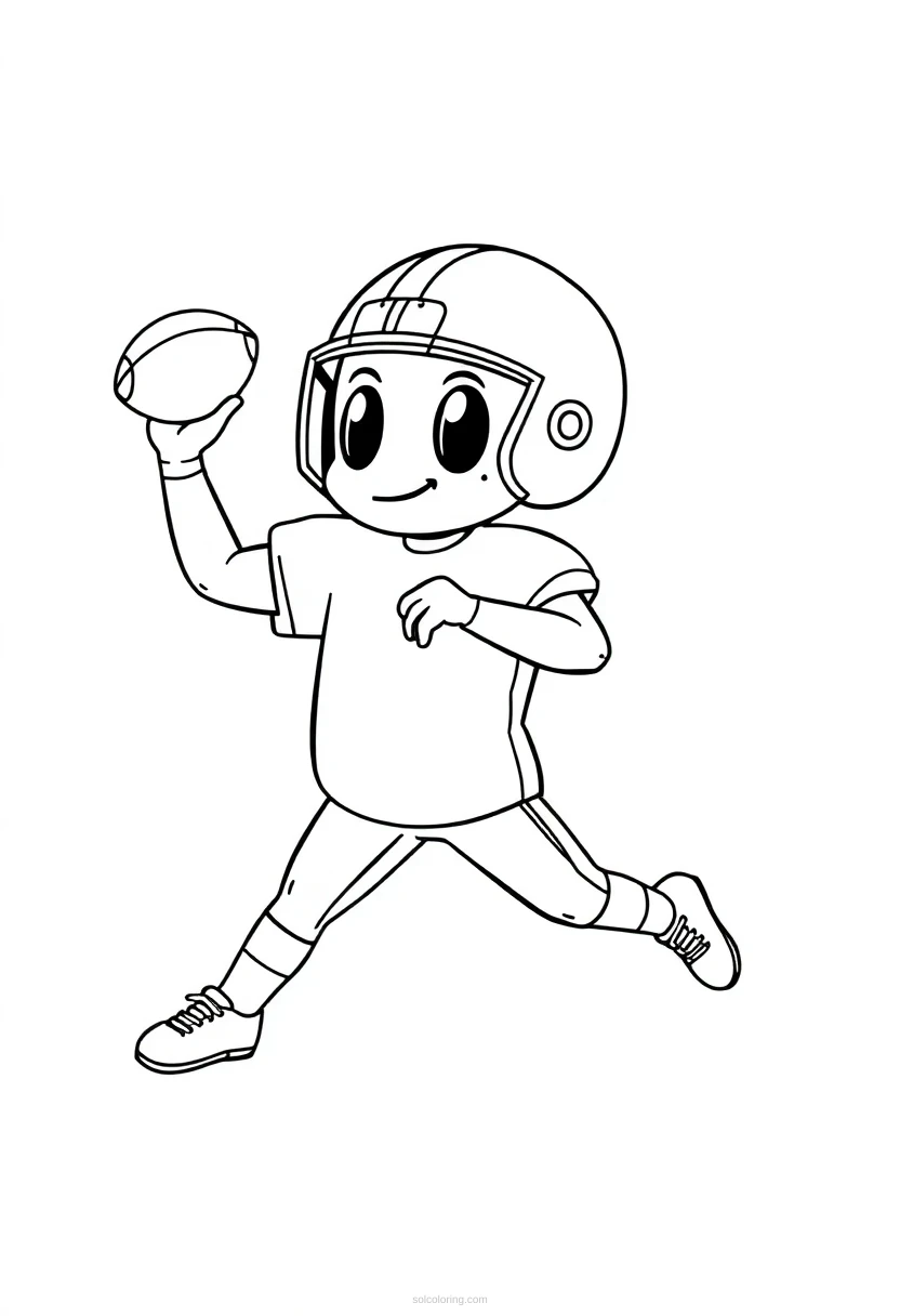 Football Player Throwing coloring page for kids
