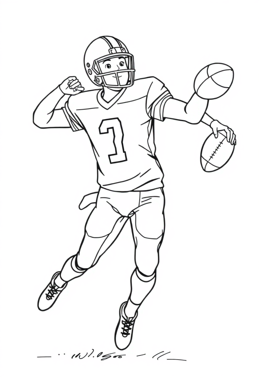 Football Player Throwing coloring page, free printable