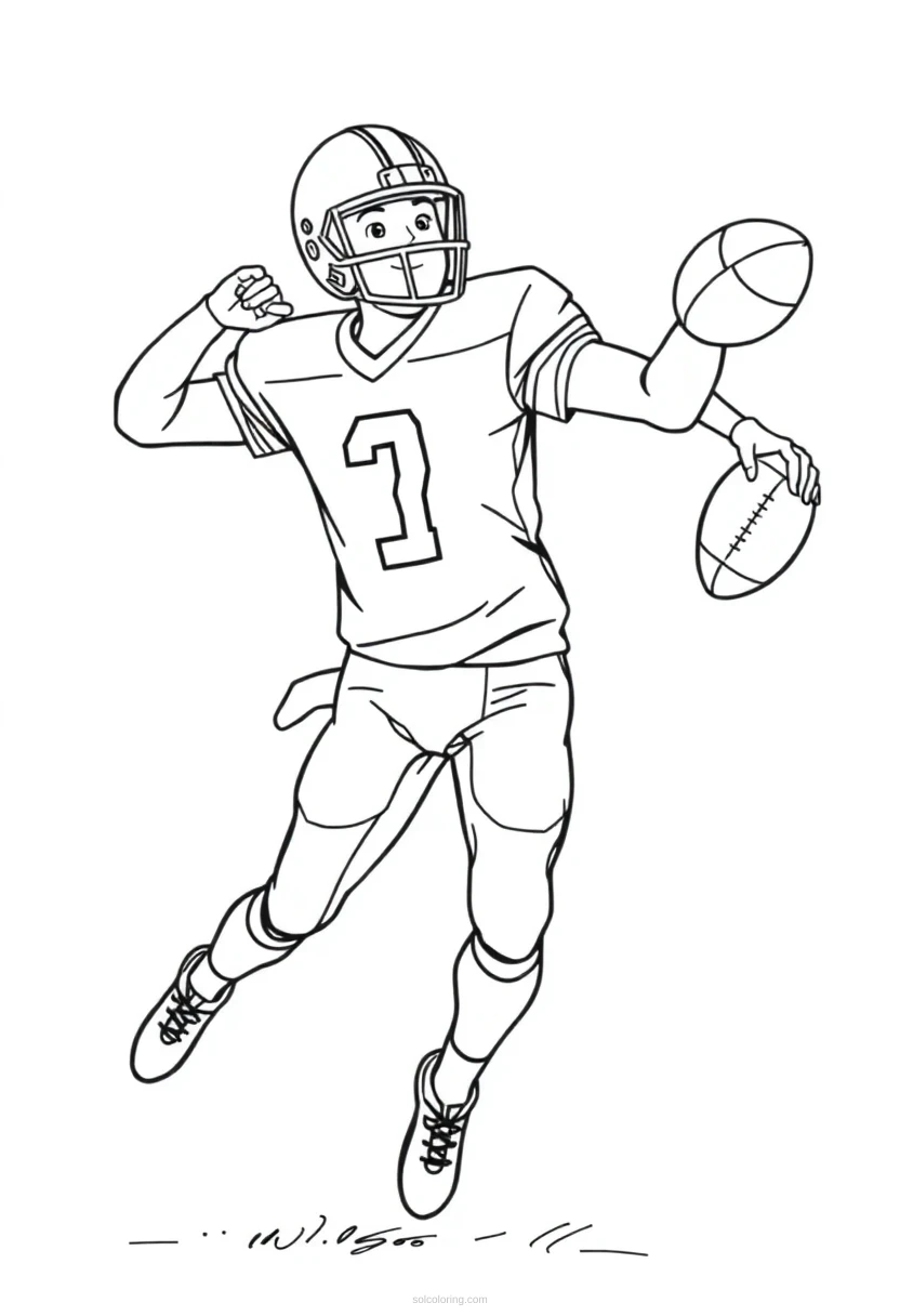 Football Player Throwing coloring pages