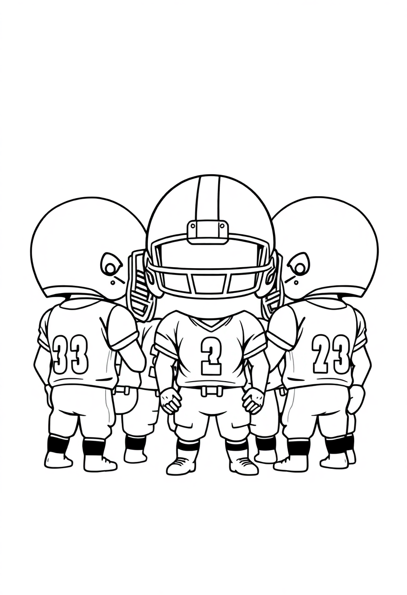 Football Players Huddle coloring page, free printable