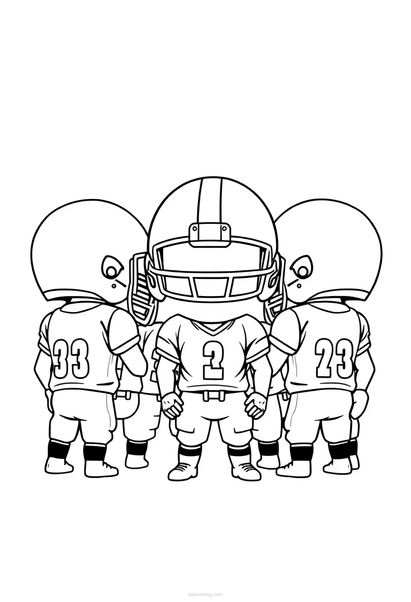 Football Players Huddle coloring page for kids