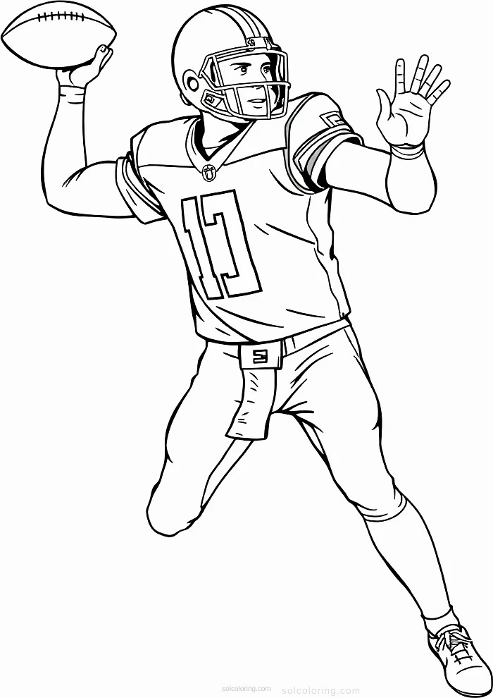 Football Quarterback Passing coloring page for kids
