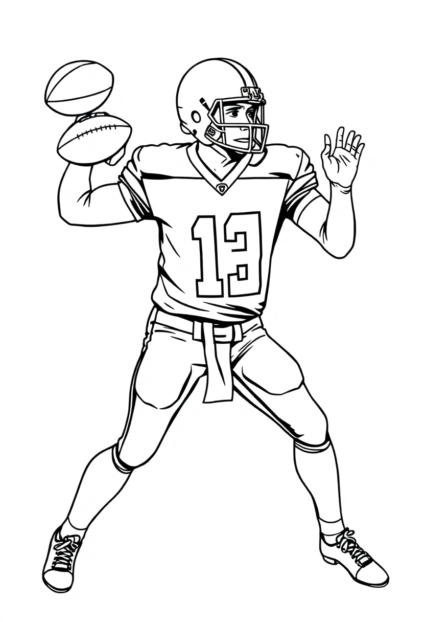 Football Quarterback Passing coloring page, free printable