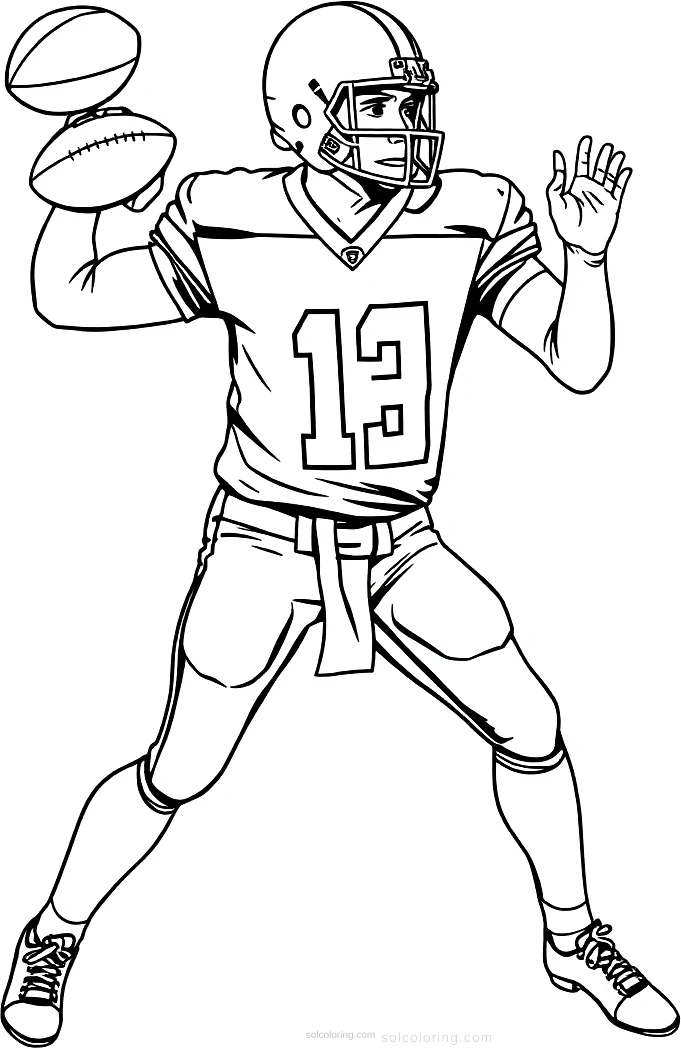 Football Quarterback Passing coloring page for kids