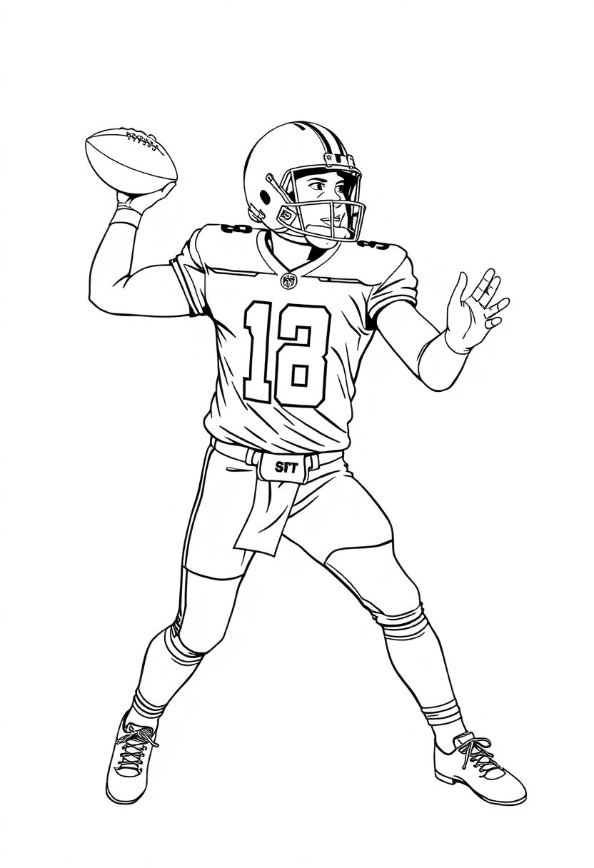 Football Quarterback Passing coloring page, free printable