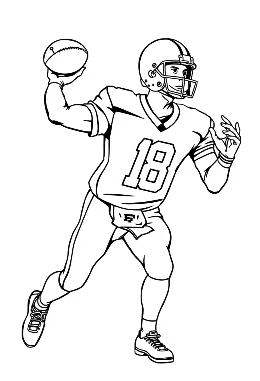 Football Quarterback Passing coloring page, free printable