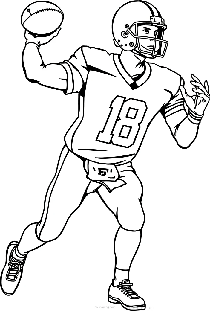Football Quarterback Passing coloring page for kids