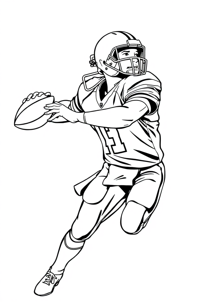 Football Quarterback Passing coloring page, free printable