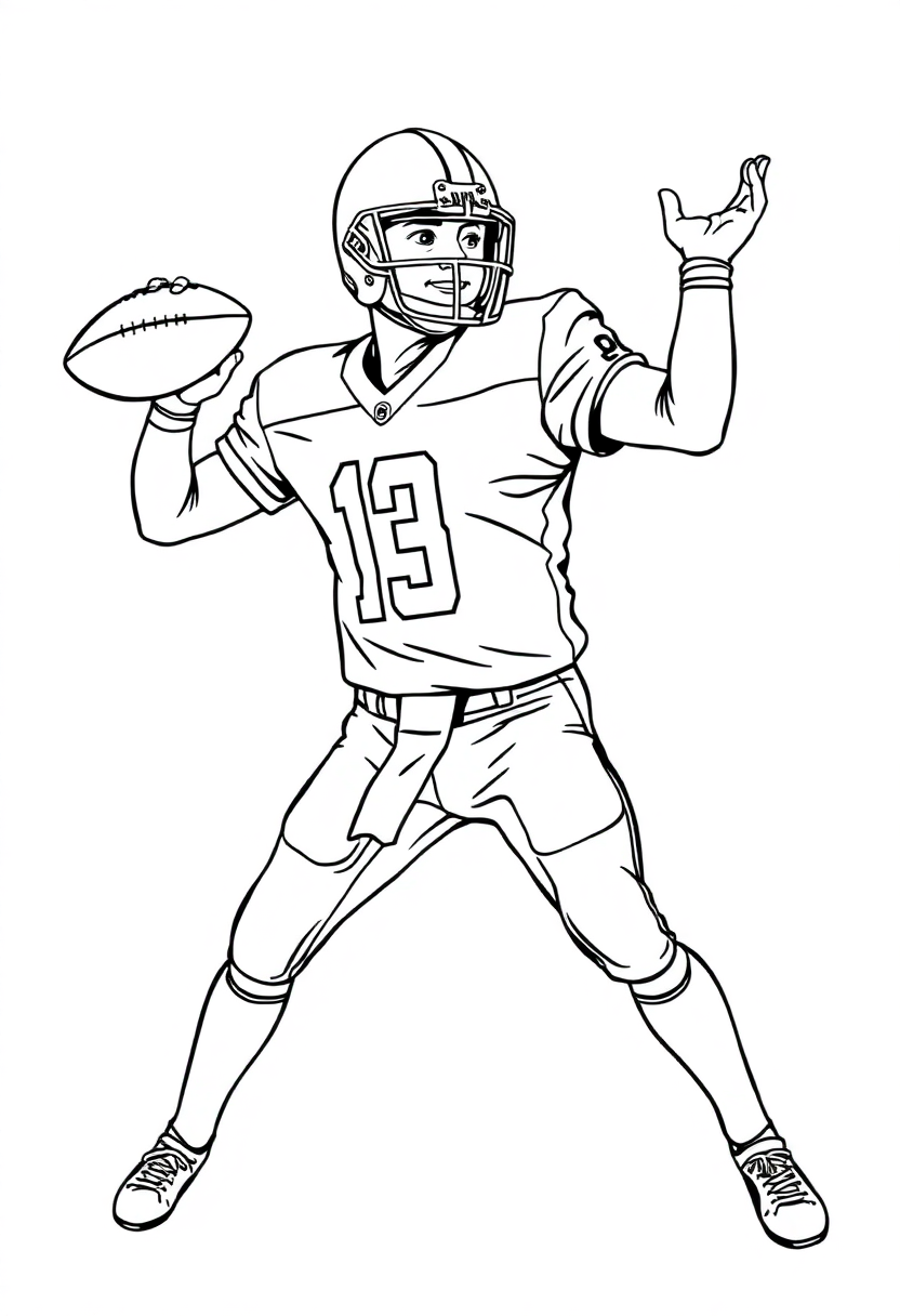 Football Quarterback Passing coloring page, free printable