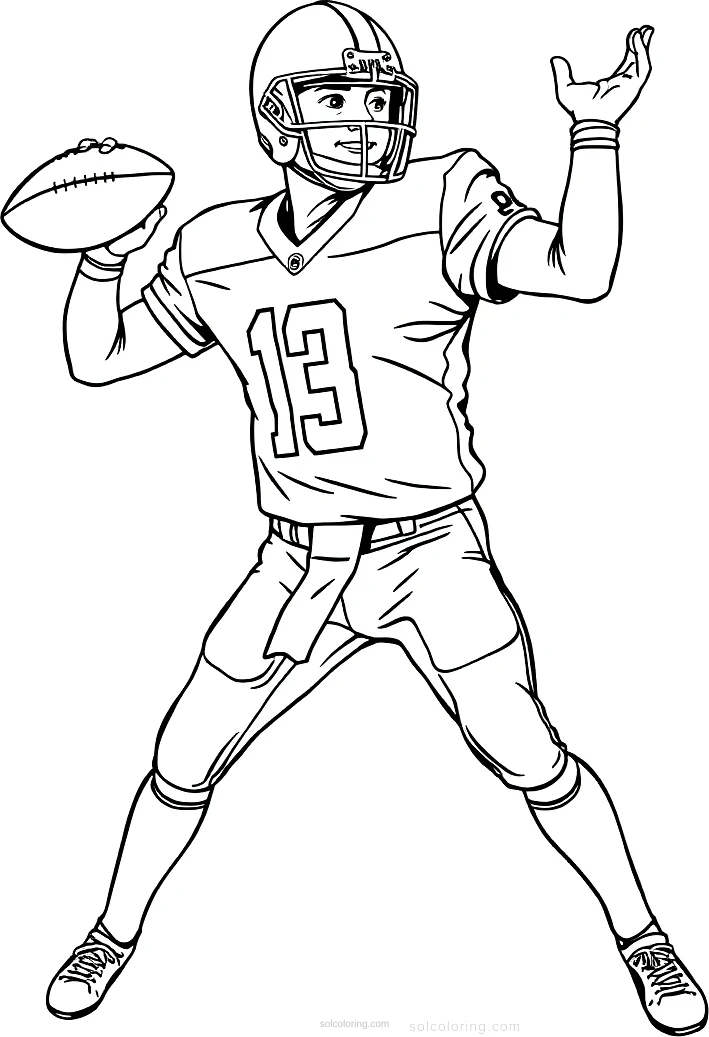 Football Quarterback Passing coloring page for kids