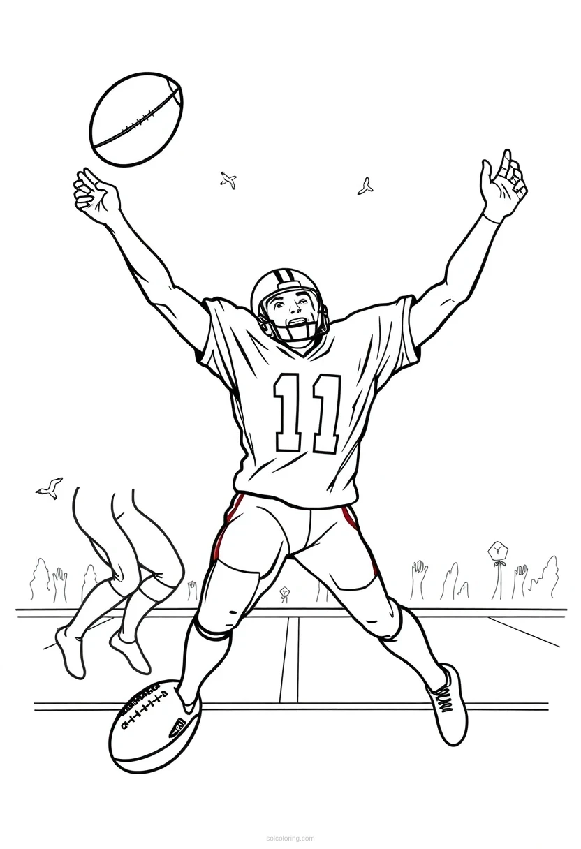Football Touchdown Celebration coloring page for kids
