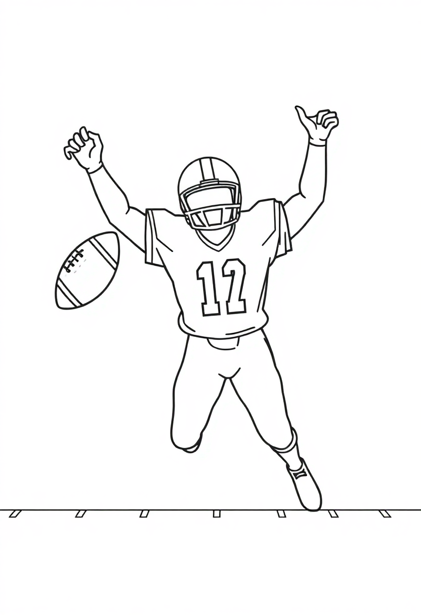 Football Touchdown Celebration coloring page, free printable