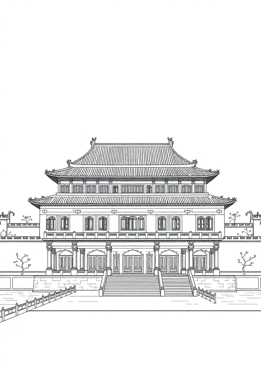 Forbidden City Palace coloring page, free printable