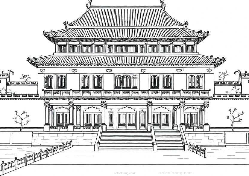 Forbidden City Palace coloring page for kids