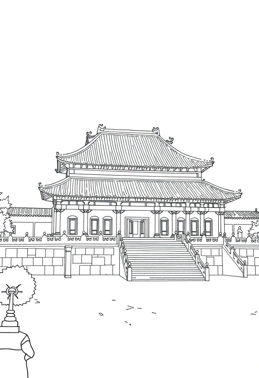 Forbidden City Palace coloring page, free printable