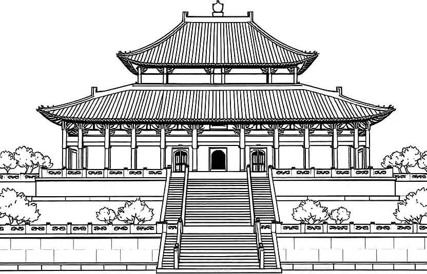 Forbidden City Palace coloring page for kids