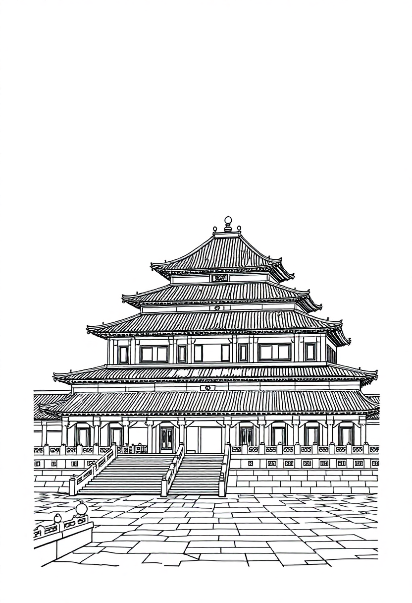 Forbidden City Palace coloring page, free printable