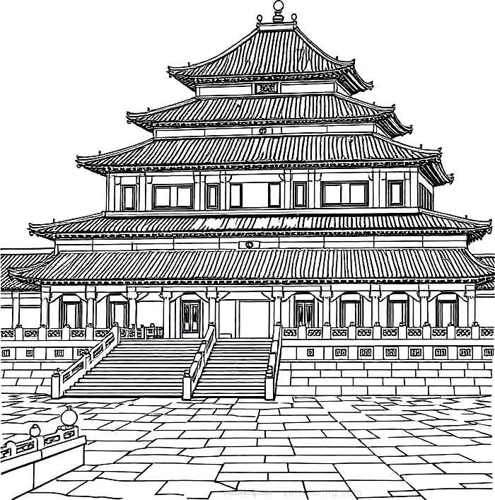 Forbidden City Palace coloring page for kids