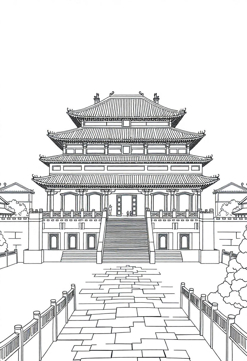 Forbidden City Palace coloring page, free printable