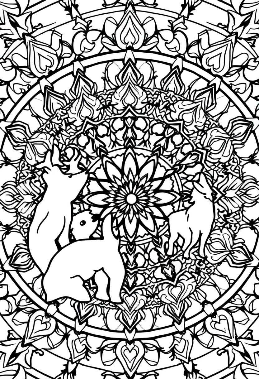 Forest Animals Mandala Circle coloring pages
