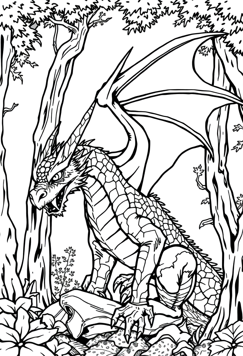 Forest Dragon coloring page, free printable