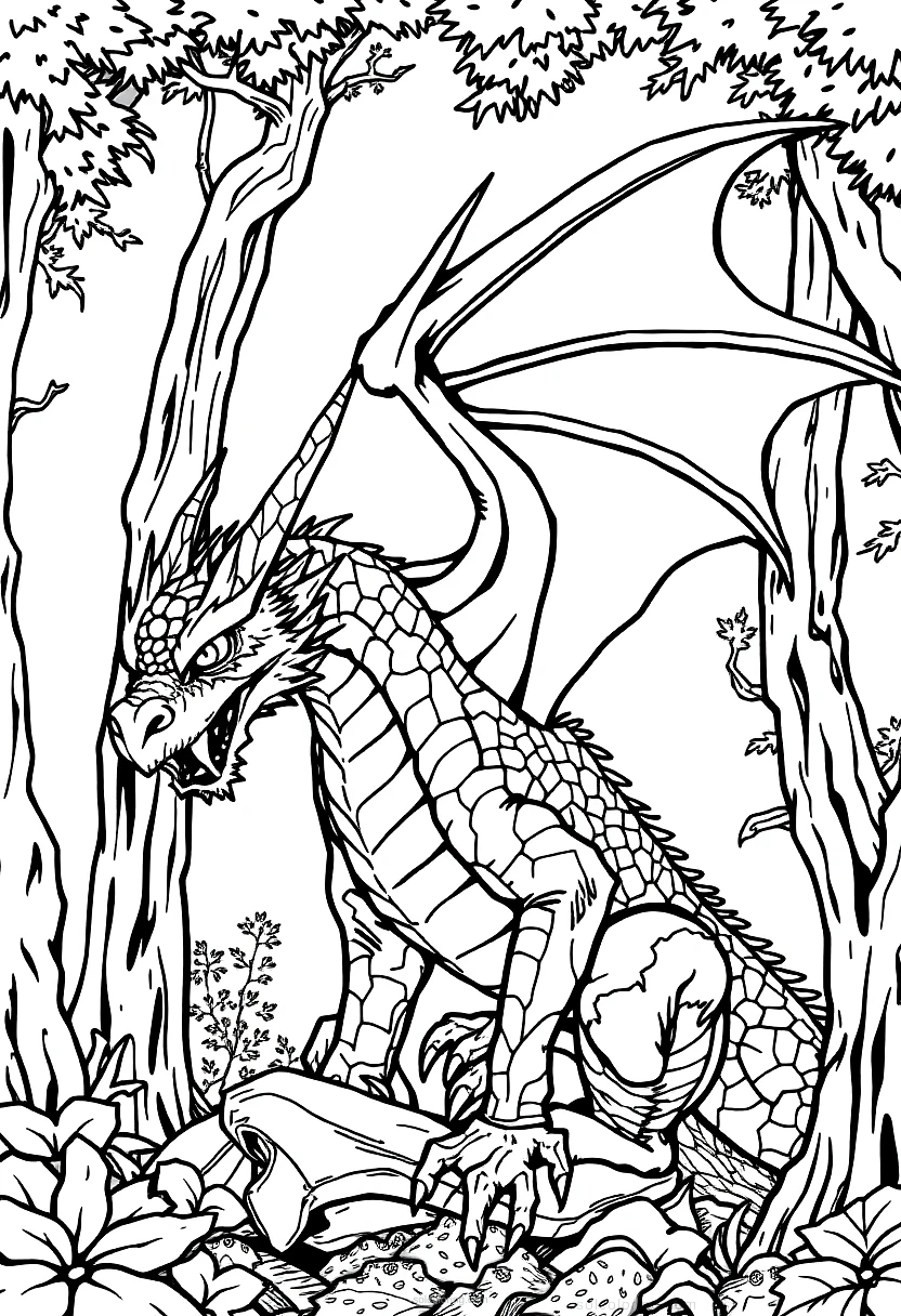 Forest Dragon coloring page for kids