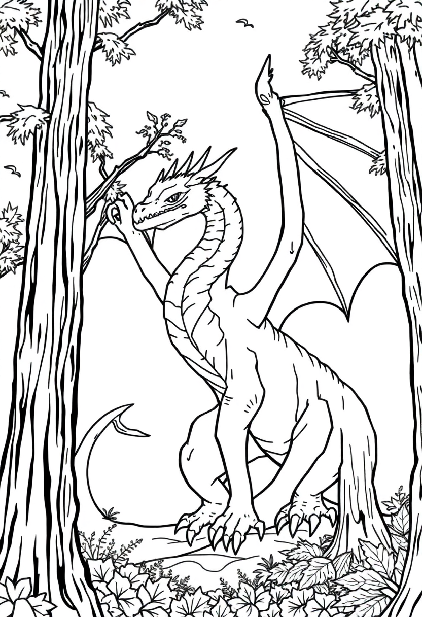 Forest Dragon coloring page, free printable