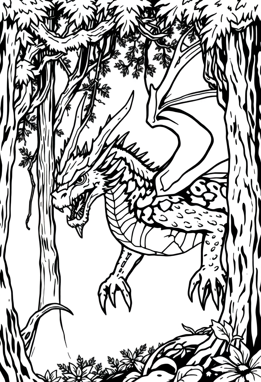 Forest Dragon coloring page, free printable