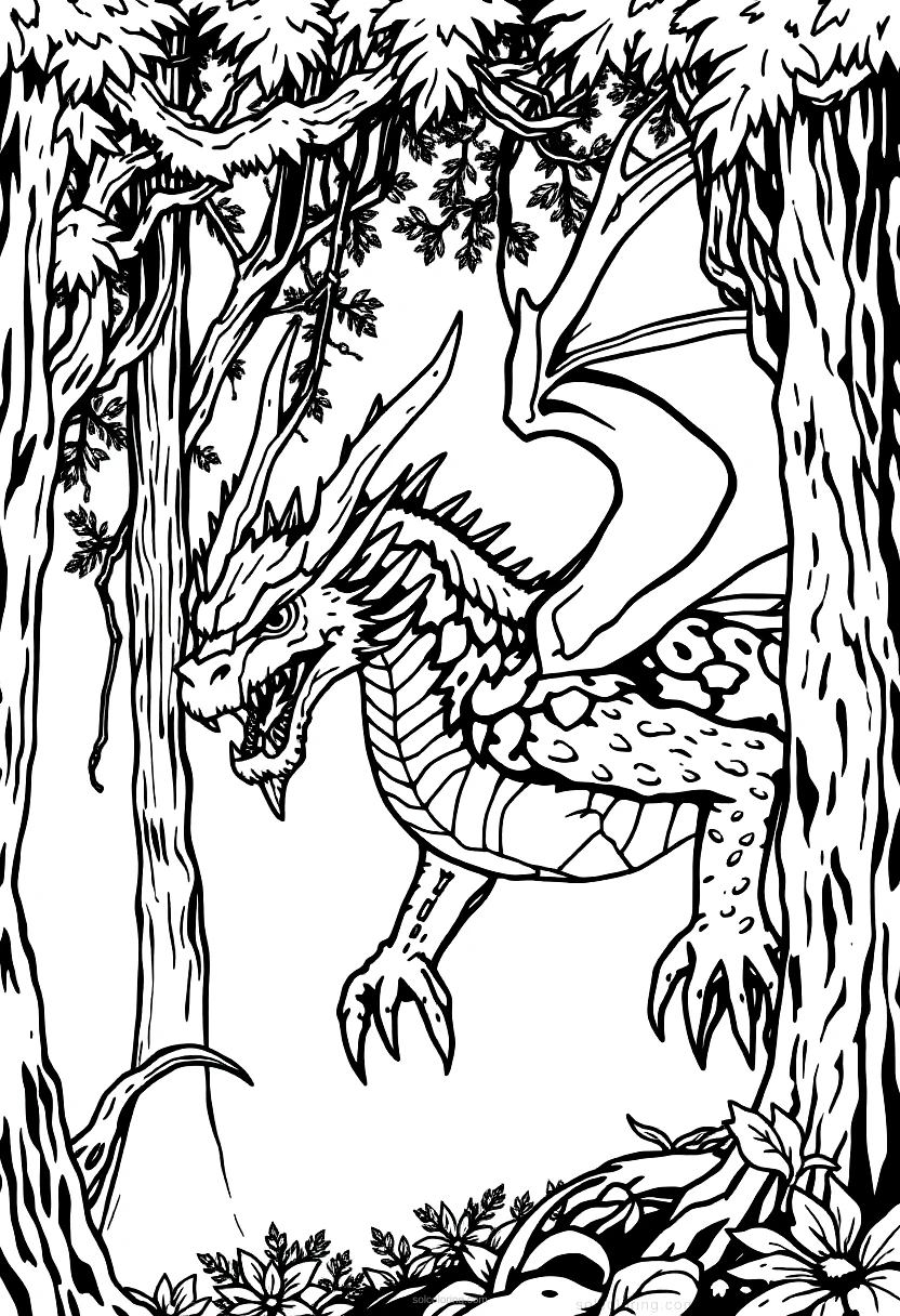Forest Dragon coloring page for kids