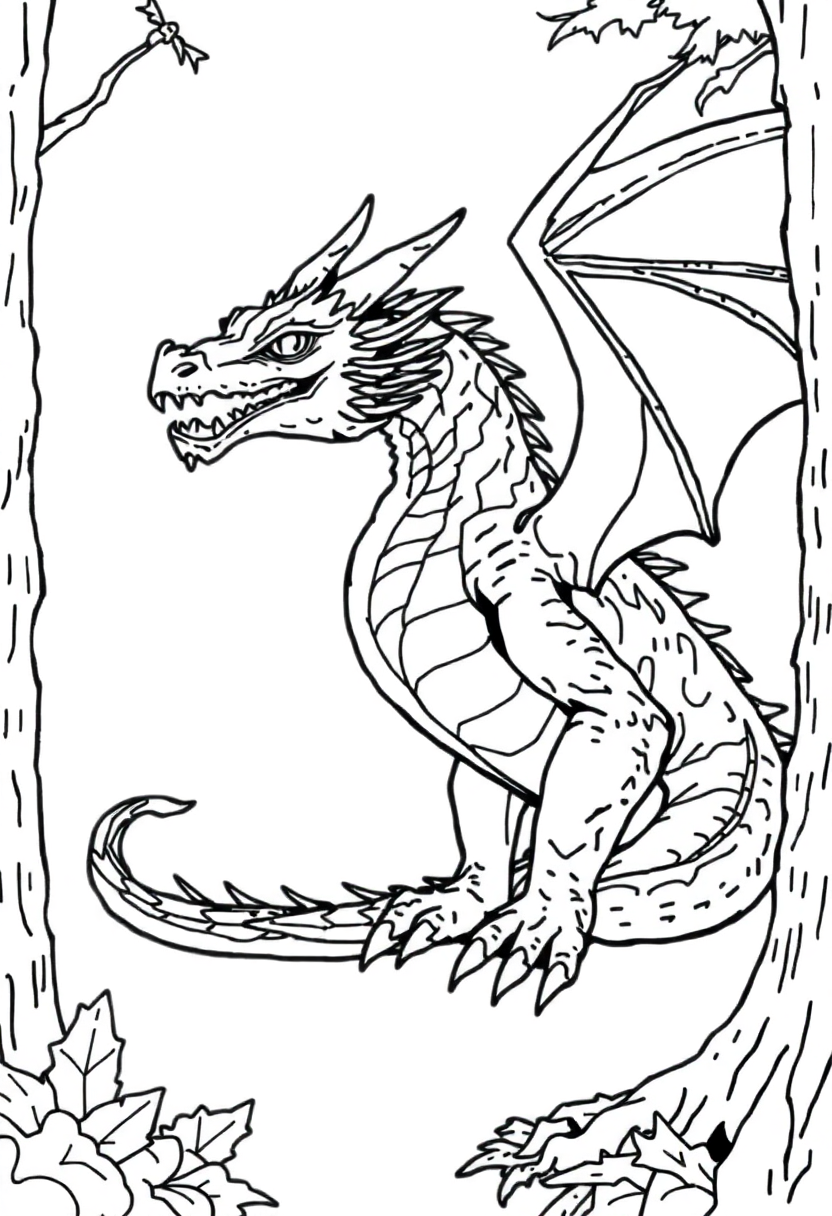 Forest Dragon coloring page, free printable