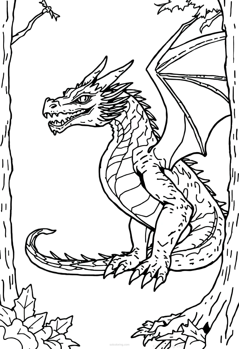 Forest Dragon coloring page for kids