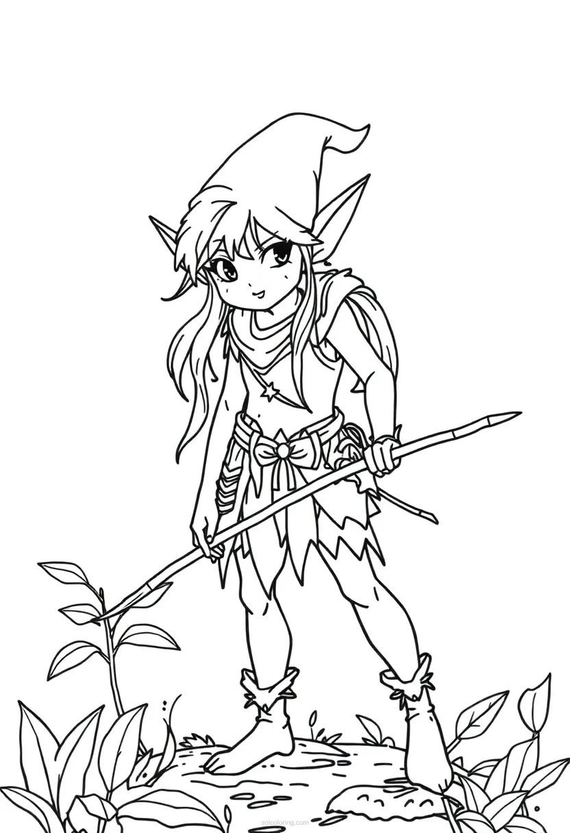 Forest Elf coloring page for kids