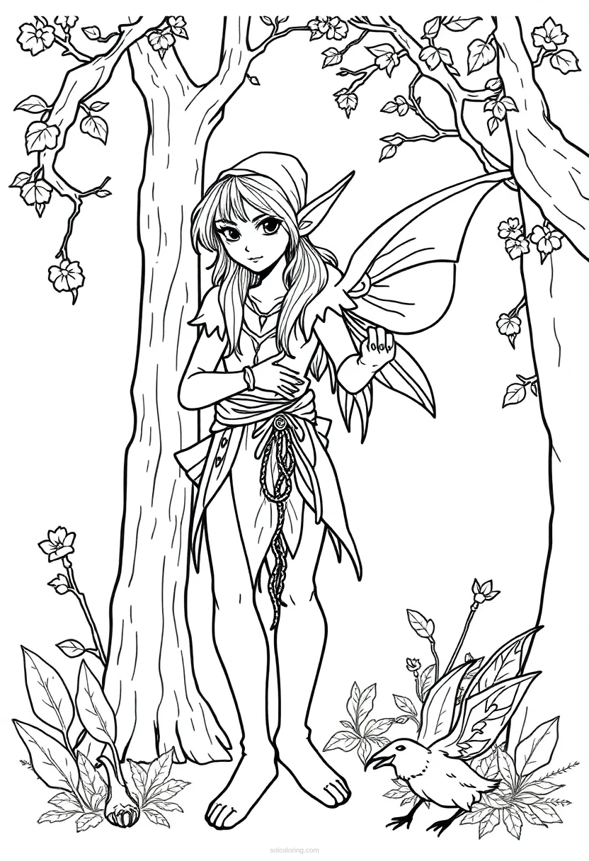 Forest Elf coloring page for kids