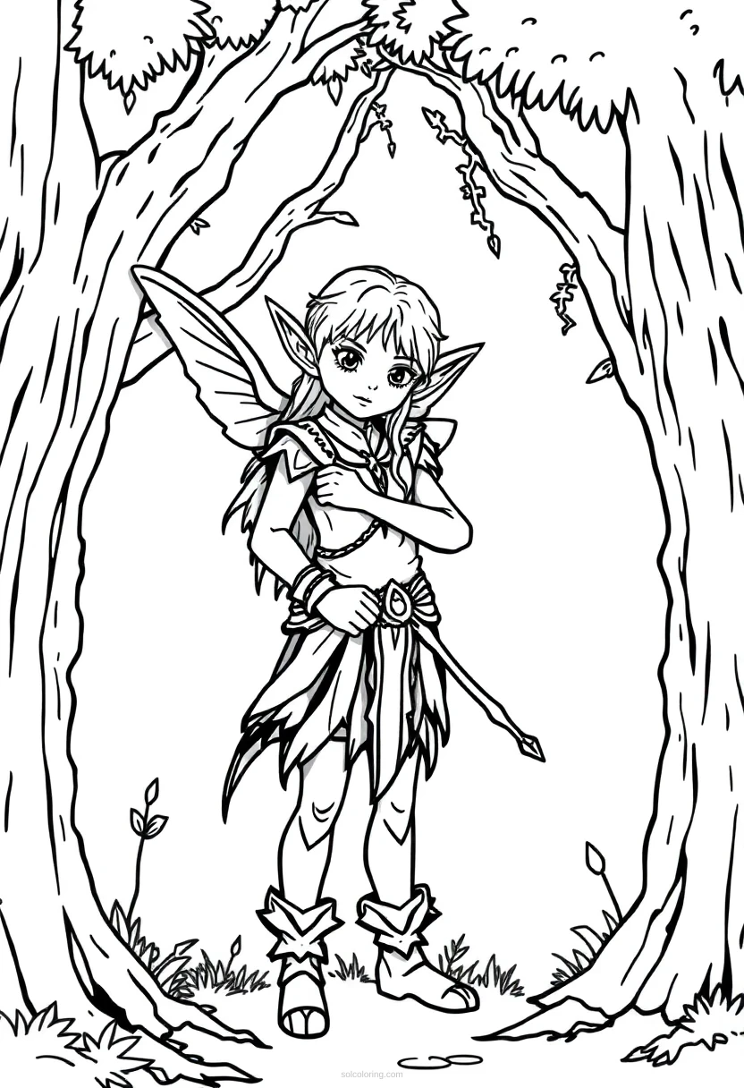 Forest Elf coloring page for kids