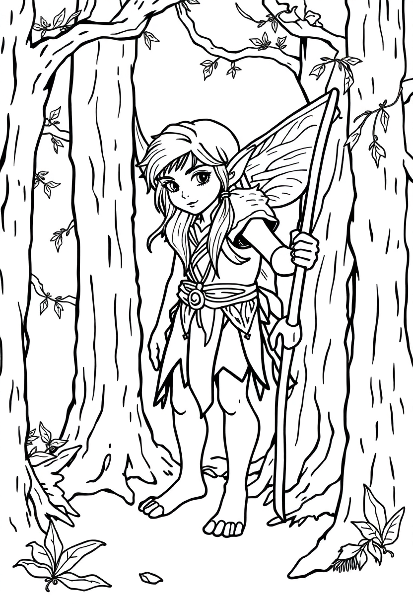 Forest Elf coloring page, free printable