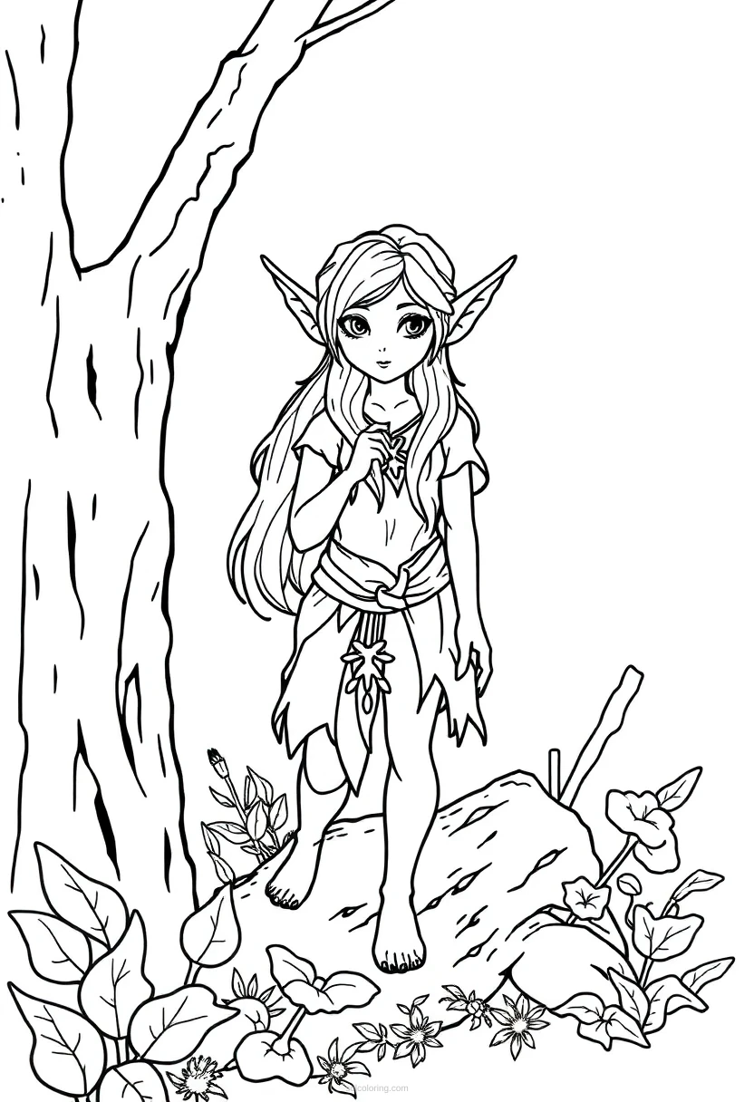 Forest Elf coloring page for kids