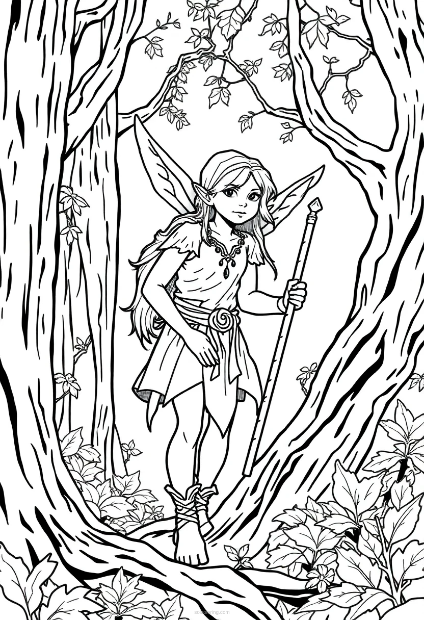 Forest Elf coloring page for kids