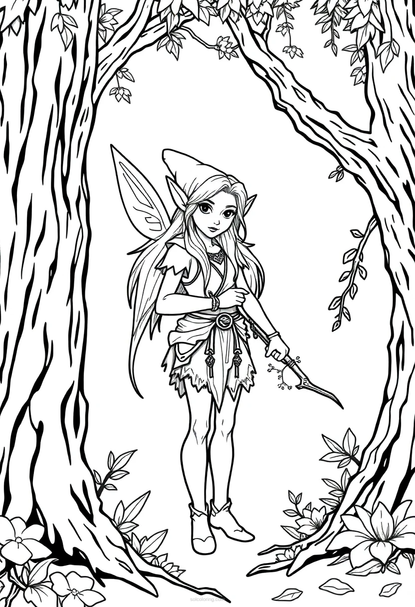 Forest Elf coloring page for kids