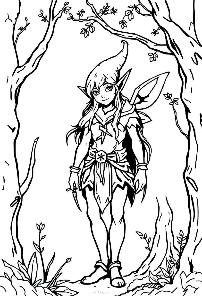 Forest Elf coloring page for kids