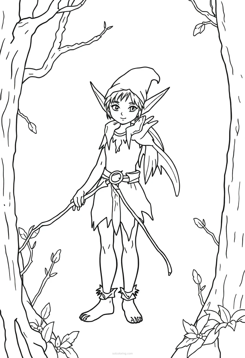 Forest Elf coloring page for kids