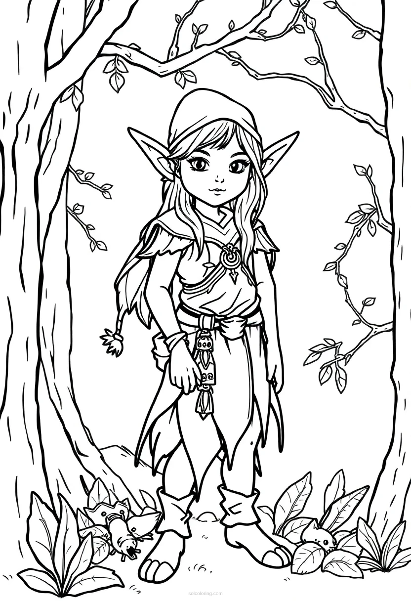 Forest Elf coloring page for kids
