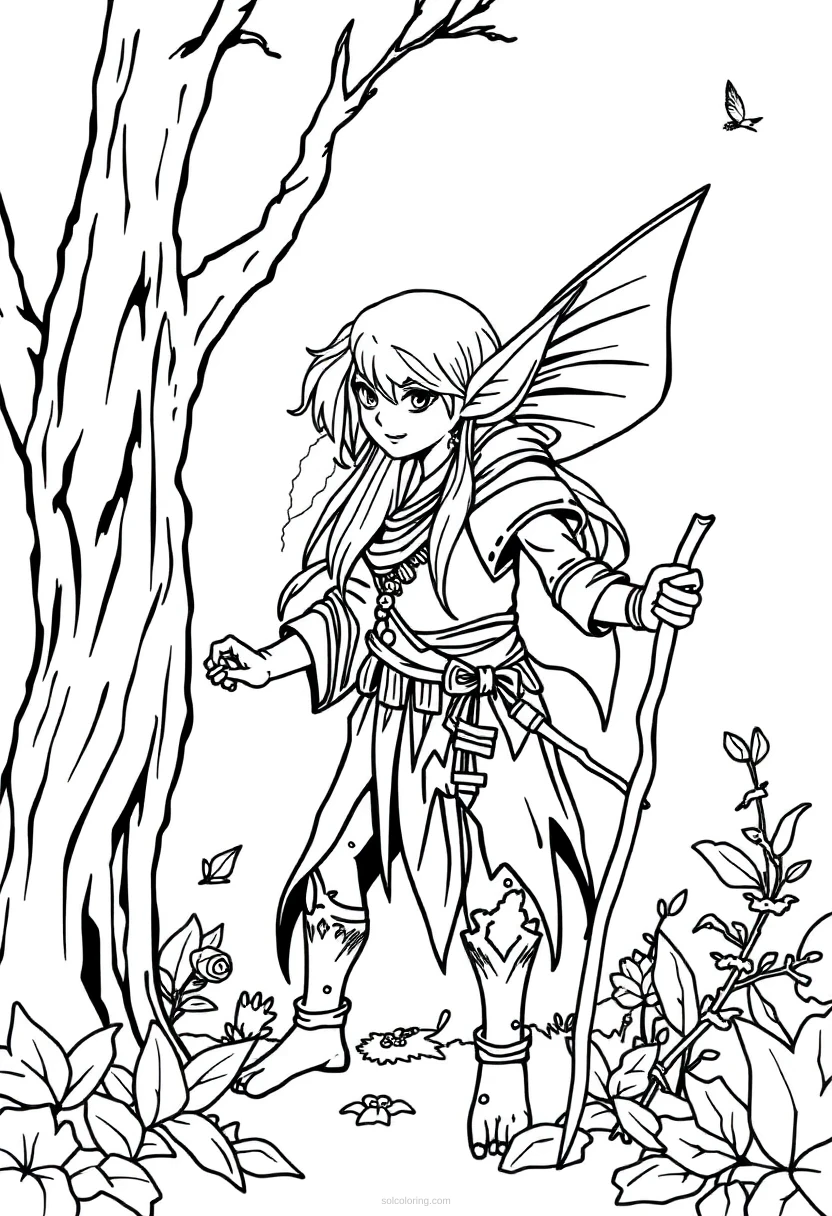 Forest Elf coloring page for kids