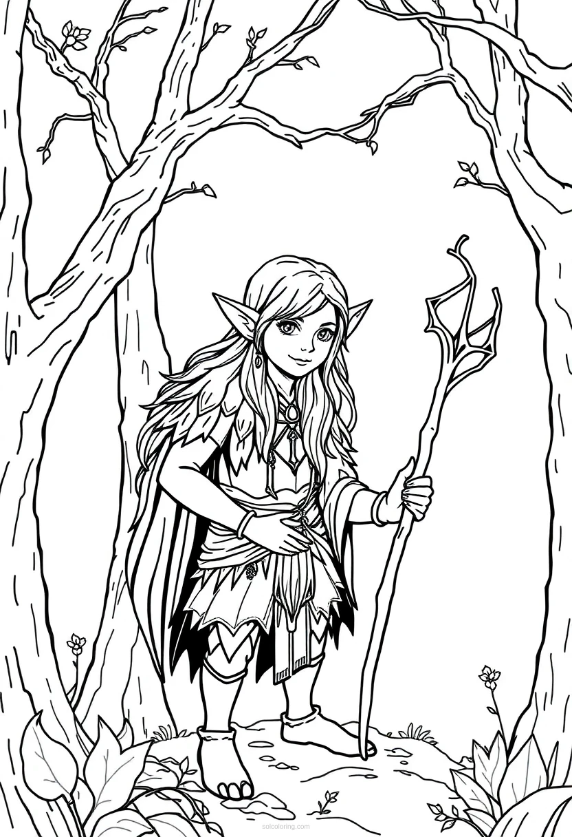 Forest Elf coloring page for kids