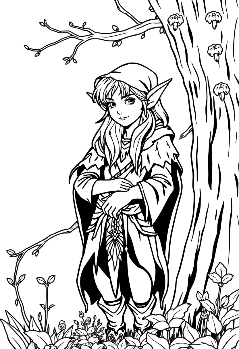 Forest Elf coloring page for kids