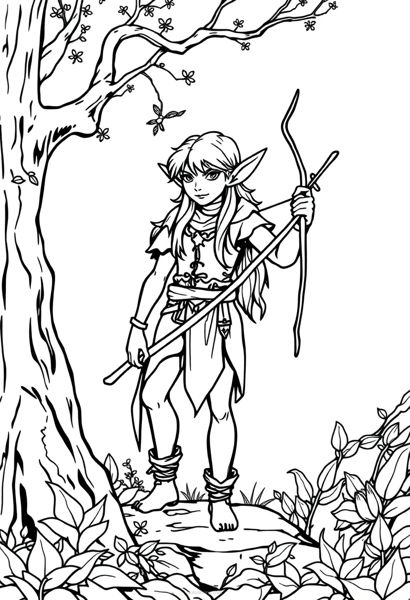 Forest Elf coloring page for kids