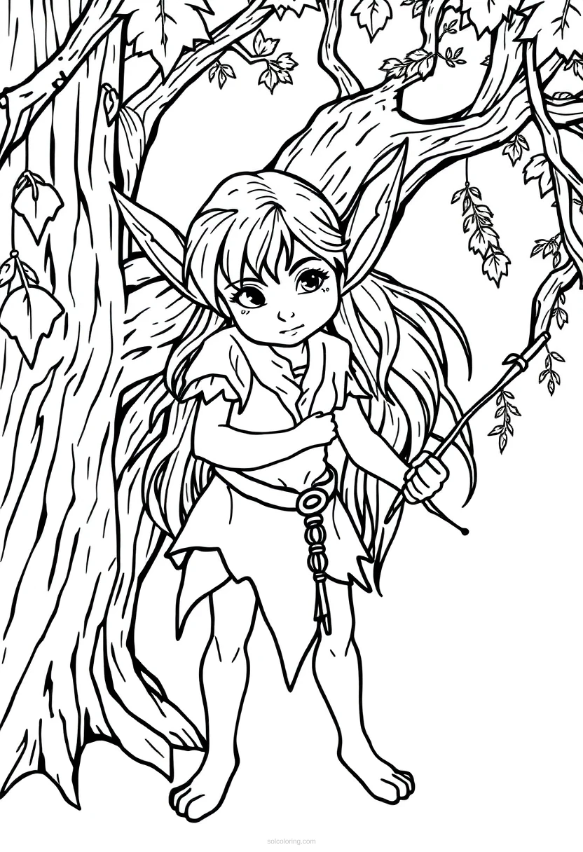 Forest Elf coloring page for kids