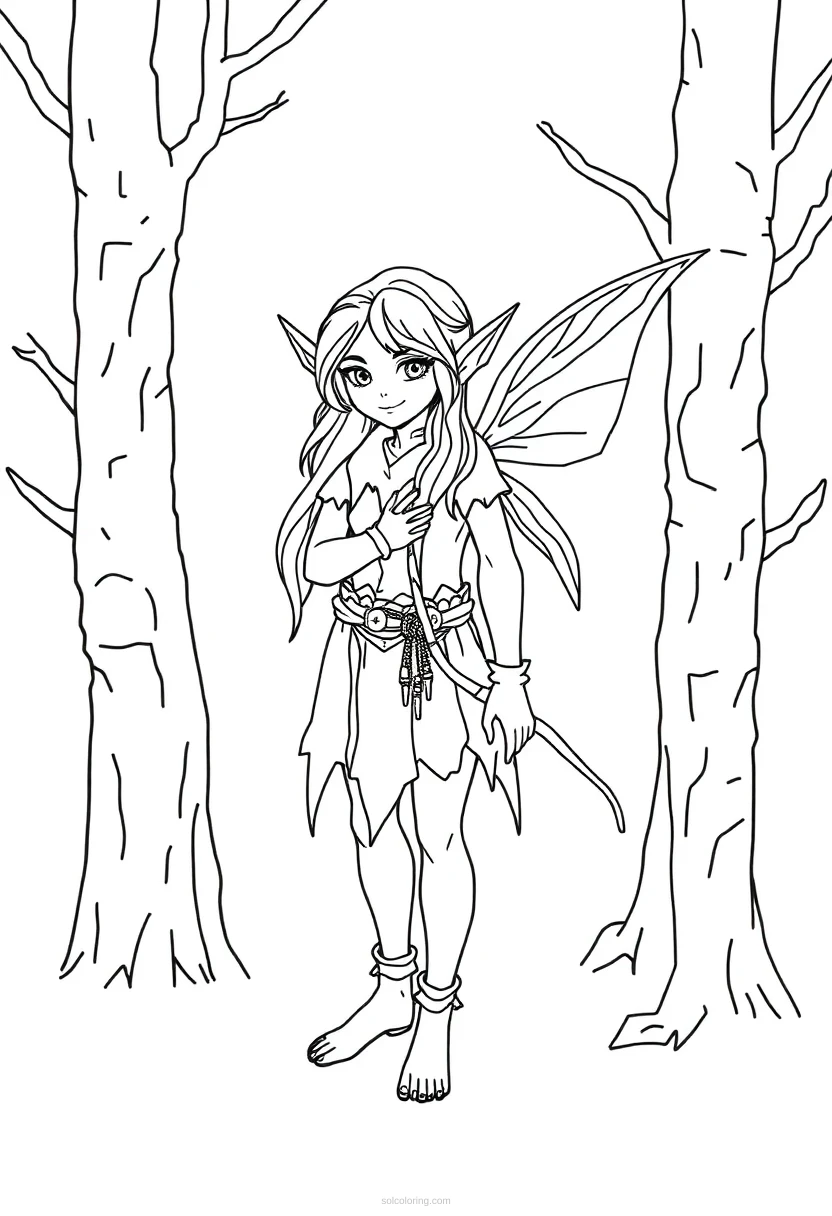 Forest Elf coloring page for kids