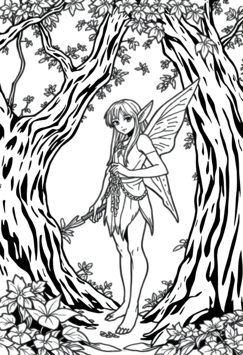 Forest Elf coloring page for kids